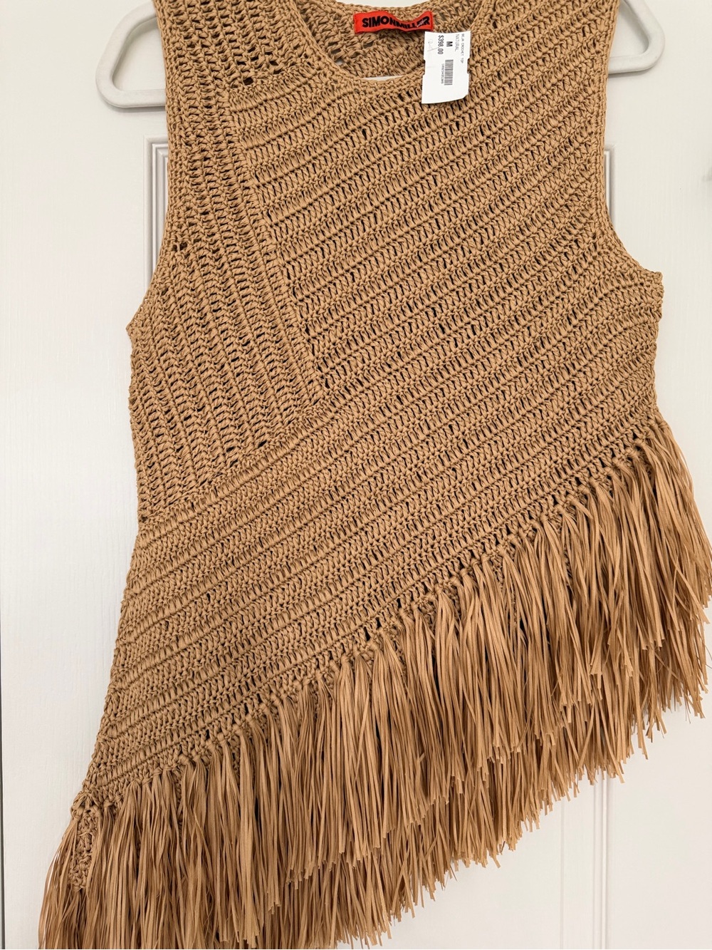 Simon Miller Asymmetric Fringed Knit Top — Camel NWT - Picture 6 of 6